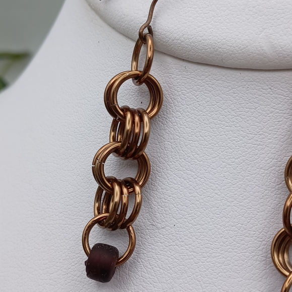 Handcrafted Chainmail Dangle Earrings - Picture 5 of 7